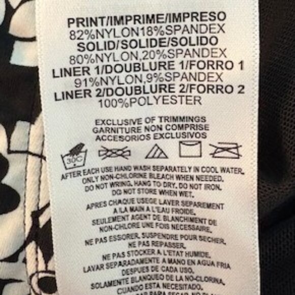 A Shore Fit Black and White One-Piece Bathing Suit Dress with Adjustable Straps - Picture 7 of 7